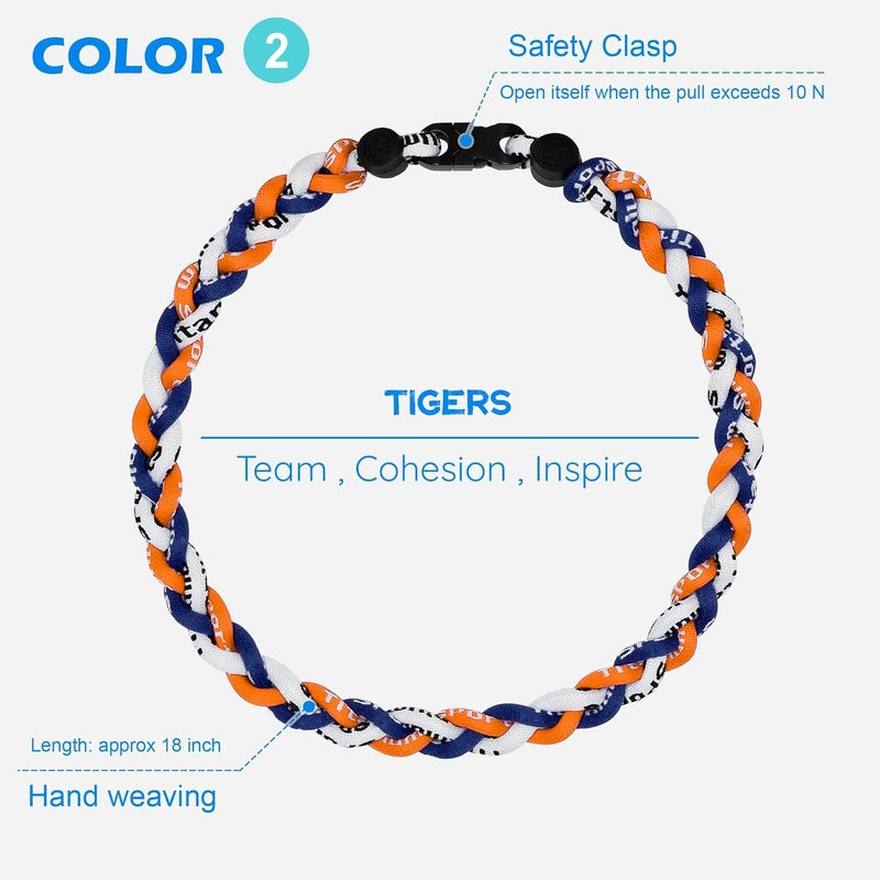 SUPBOMM 3 pcs Baseball Rope Necklaces, League Team Colors Braided Necklace, Baseball Team Gifts - Image 3